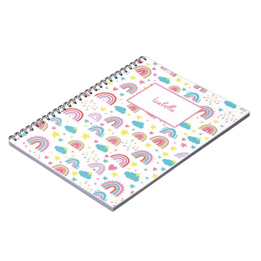 Custom Notebook With Name Rainbow Design for Girls Notitieboek (Linkerzijde)