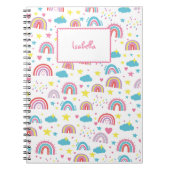 Custom Notebook With Name Rainbow Design for Girls Notitieboek (Voorkant)