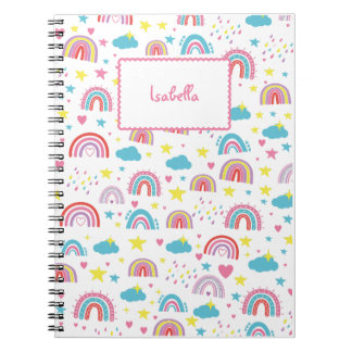 Custom Notebook With Name Rainbow Design for Girls Notitieboek