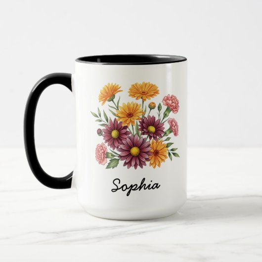 Custom November Birth Flower - Personalized Name Mok (Links)