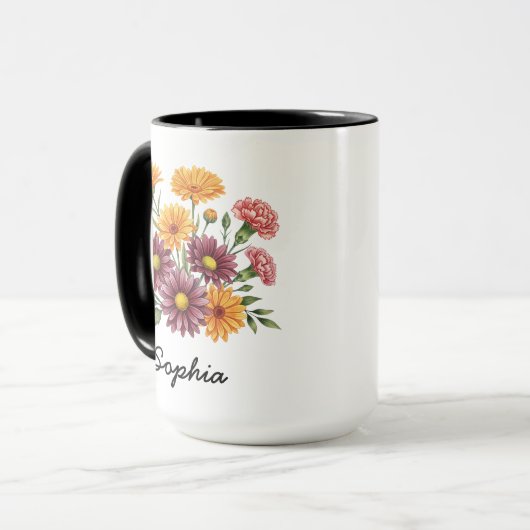 Custom November Birth Flower - Personalized Name Mok (Voorkant links)