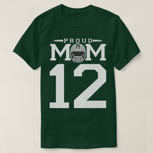 Custom Number 12 Proud Football Mom Personalized F T-shirt (Design voorkant)
