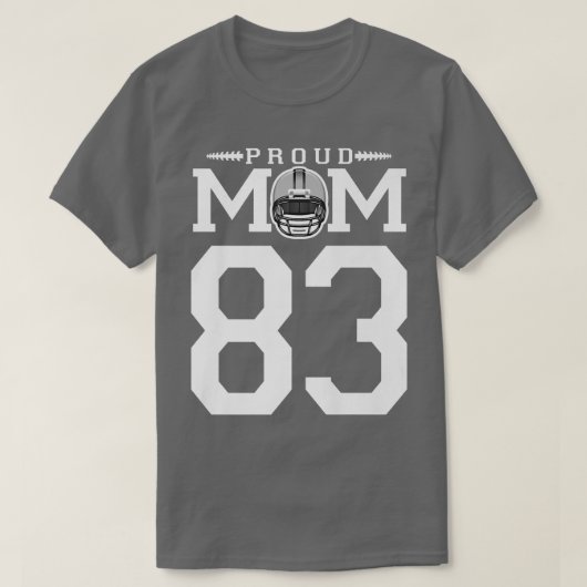 Custom Number 83 Proud Football Mom Personalized F T-shirt (Design voorkant)