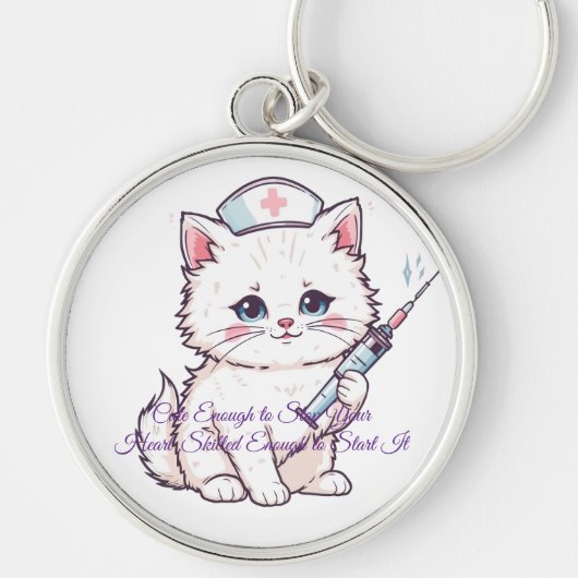 Custom Nurse Cat Skilled Enough Sleutelhanger (Voorkant)