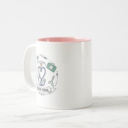 Custom Nurse Gift Mug Tweekleurige Koffiemok (Voorkant links)
