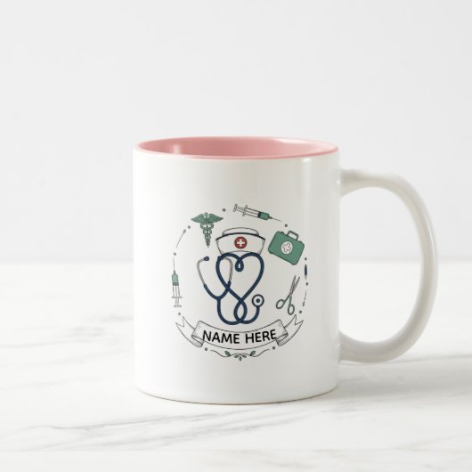 Custom Nurse Gift Mug Tweekleurige Koffiemok (Rechts)