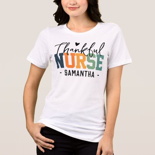 Custom Nurse Gift voor Thanksgiving & Kerst Tri-Blend Shirt (Voorkant)