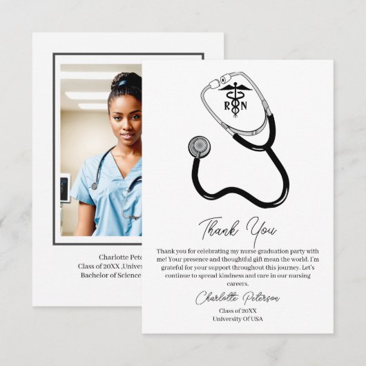 Custom Nurse Graduation Party Bedankkaart (Voorkant / Achterkant)