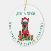 Custom Nurse houdt van Duitse herdershond Kerstmis Keramisch Ornament (Links)