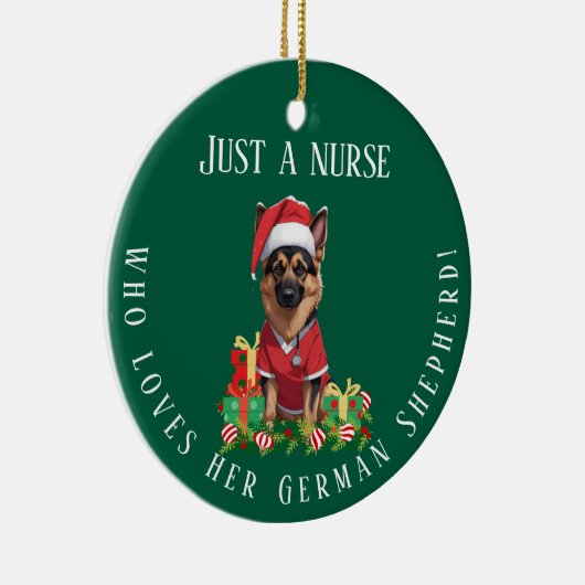 Custom Nurse houdt van Duitse herdershond Kerstmis Keramisch Ornament (Rechts)