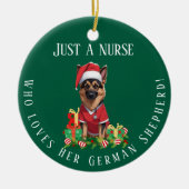 Custom Nurse houdt van Duitse herdershond Kerstmis Keramisch Ornament (Voorkant)