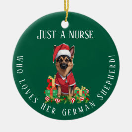 Custom Nurse houdt van Duitse herdershond Kerstmis Keramisch Ornament
