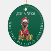 Custom Nurse houdt van Duitse herdershond Kerstmis Keramisch Ornament (Links)