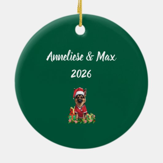 Custom Nurse houdt van Duitse herdershond Kerstmis Keramisch Ornament (Achterkant)