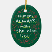 Custom Nurse Leuke Lijst Grappige Kerst Keramisch Ornament (Voorkant)
