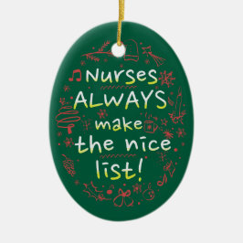 Custom Nurse Leuke Lijst Grappige Kerst Keramisch Ornament