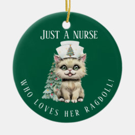 Custom Nurse Ragdoll Cat Christmas Schattige Keramisch Ornament