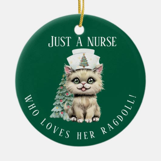 Custom Nurse Ragdoll Cat Christmas Schattige Keramisch Ornament (Voorkant)