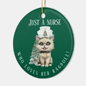 Custom Nurse Ragdoll Cat Christmas Schattige Keramisch Ornament (Links)