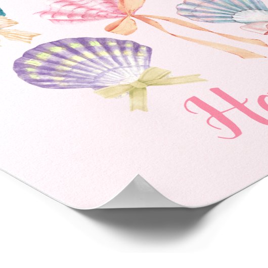 Custom Nursery Seashell Coquette Roze Print (Hoek)