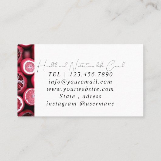 Custom Nutrition Therapeut voor Professioneel Afbe Visitekaartje (Achterkant)