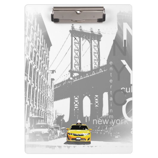 Custom Nyc Yellow Taxi New York City Brooklyn Klembord (Voorkant)