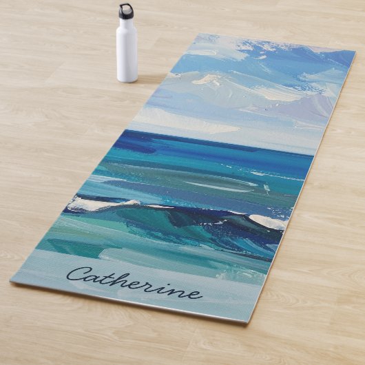 Custom Ocean Beach Waves Yoga Mat (In situ)