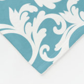 CUSTOM Ocean Blue Elegant Damask Print Fleece Deken (Hoek)