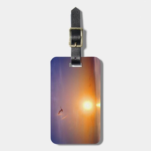 Custom Ocean Sunset Seagull Bagagelabel (Voorkant verticaal)