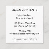 Custom Ocean Uitzicht Photo Realty Vierkante Visitekaartje (Achterkant)