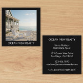 Custom Ocean Uitzicht Photo Realty Zwart Vierkante Visitekaartje