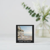 Custom Ocean Uitzicht Photo Realty Zwart Vierkante Visitekaartje (Staand voorkant)