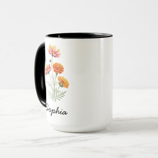 Custom October Birth Flower - Personalized Name Mok (Voorkant links)