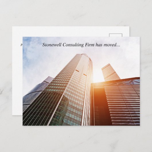 Custom Office Building Photo Our Business Moved Briefkaart (Voorkant / Achterkant)