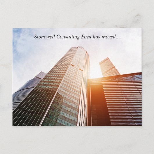 Custom Office Building Photo Our Business Moved Briefkaart (Voorkant)