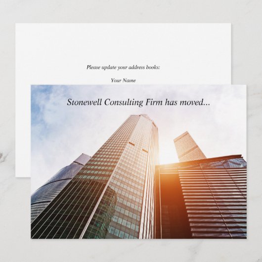 Custom Office Building Photograph Business Moving Aankondiging (Voorkant / Achterkant)