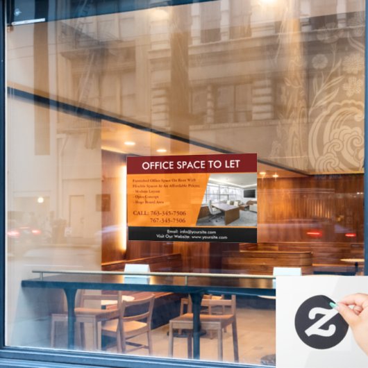 Custom Office Space To Let Window Cling Raamsticker (Cafe Raam)