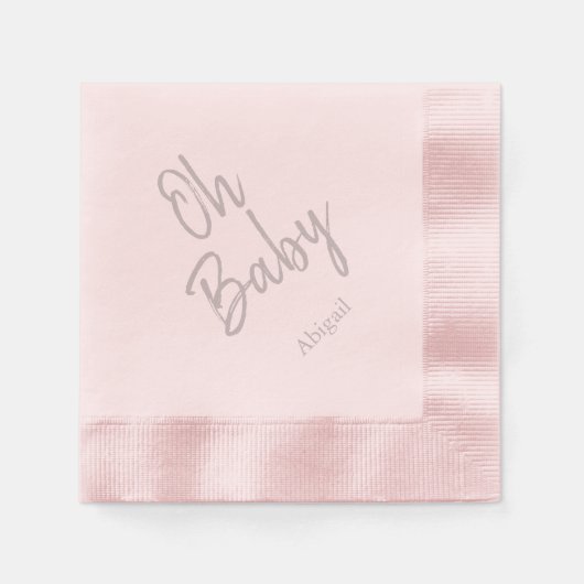 Custom Oh Baby "Naam" Roze Baby shower Servet (Voorkant)