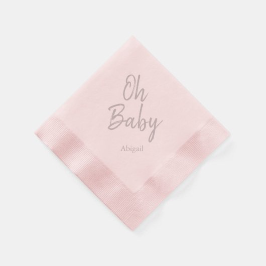 Custom Oh Baby "Naam" Roze Baby shower Servet (Hoek)