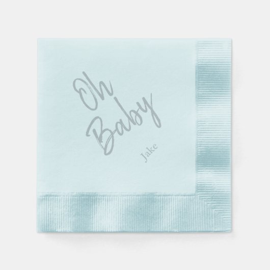 Custom Oh Baby "Name" Blue Baby shower Napkins Servet (Voorkant)