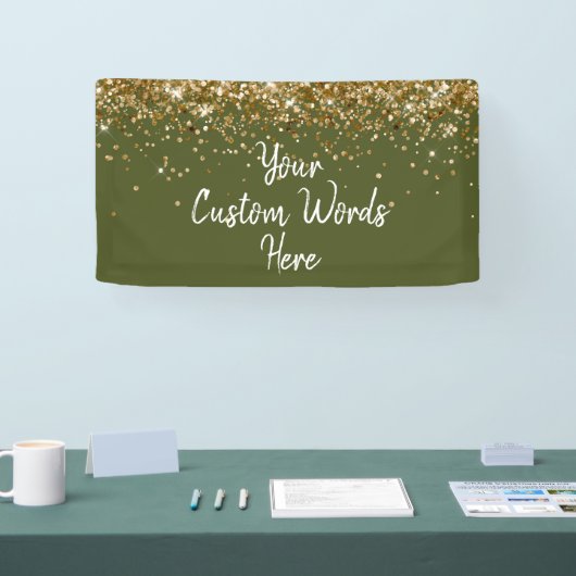 Custom Olive Green Gold Birthday Party Photo Booth Spandoek (Beurs)