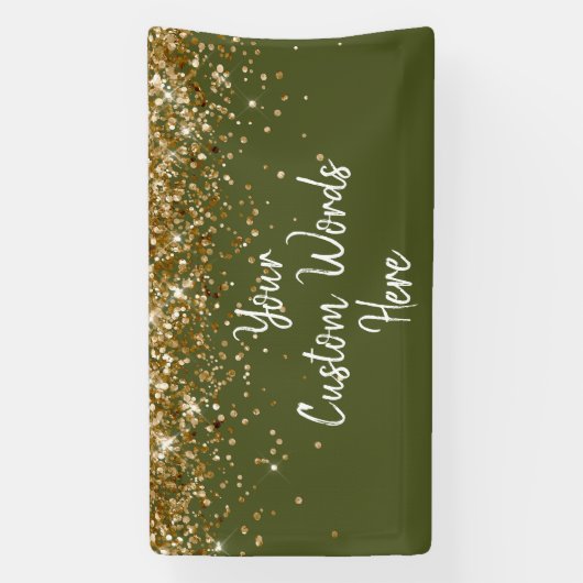 Custom Olive Green Gold Birthday Party Photo Booth Spandoek (Verticaal)