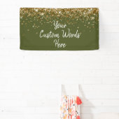 Custom Olive Green Gold Birthday Party Photo Booth Spandoek (Insitu)