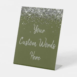 Custom Olive Green verjaardagsfeest Jouw tekst hie Reclamebord Met Voetstuk