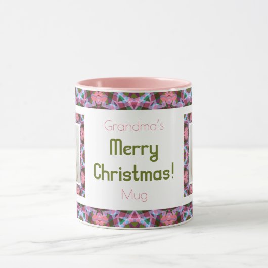 Custom Oma's Roze Merry Christmas Photo Tea Mok (Midden)