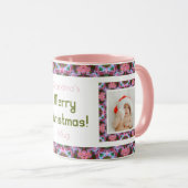 Custom Oma's Roze Merry Christmas Photo Tea Mok (Voorkant rechts)