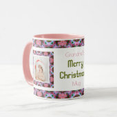 Custom Oma's Roze Merry Christmas Photo Tea Mok (Voorkant links)