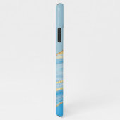 Custom Ombre Bright Azure Blauw Marmer Art Patroon iPhone Hoesje (Rechterkant)