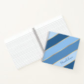 Custom Ombre Donker Medium Lichtblauw Goud Strepen Notitieboek (Binnen)