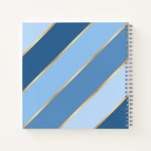 Custom Ombre Donker Medium Lichtblauw Goud Strepen Notitieboek (Achterkant)